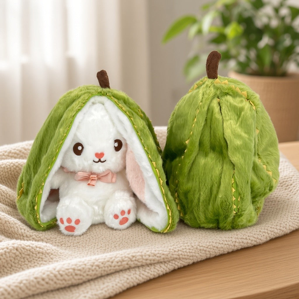 Reversible Strawberry & Carrot Bunny Plush
