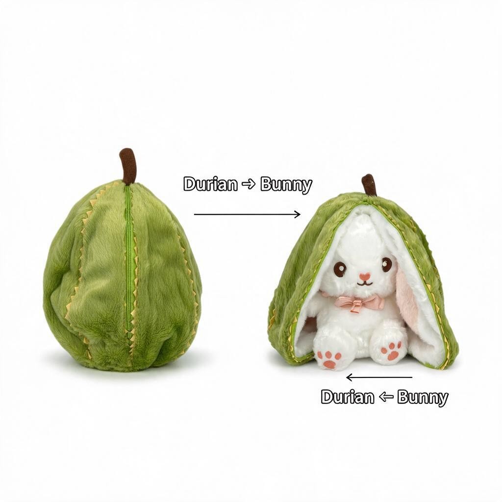 Reversible Strawberry & Carrot Bunny Plush