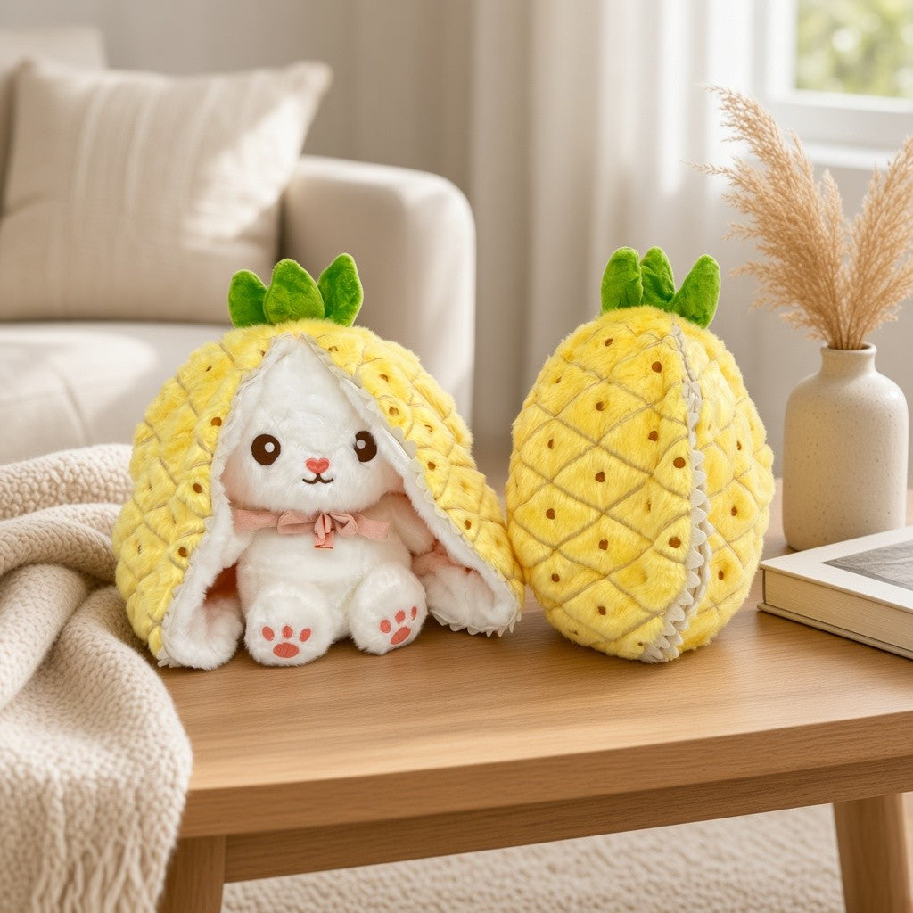Reversible Strawberry & Carrot Bunny Plush