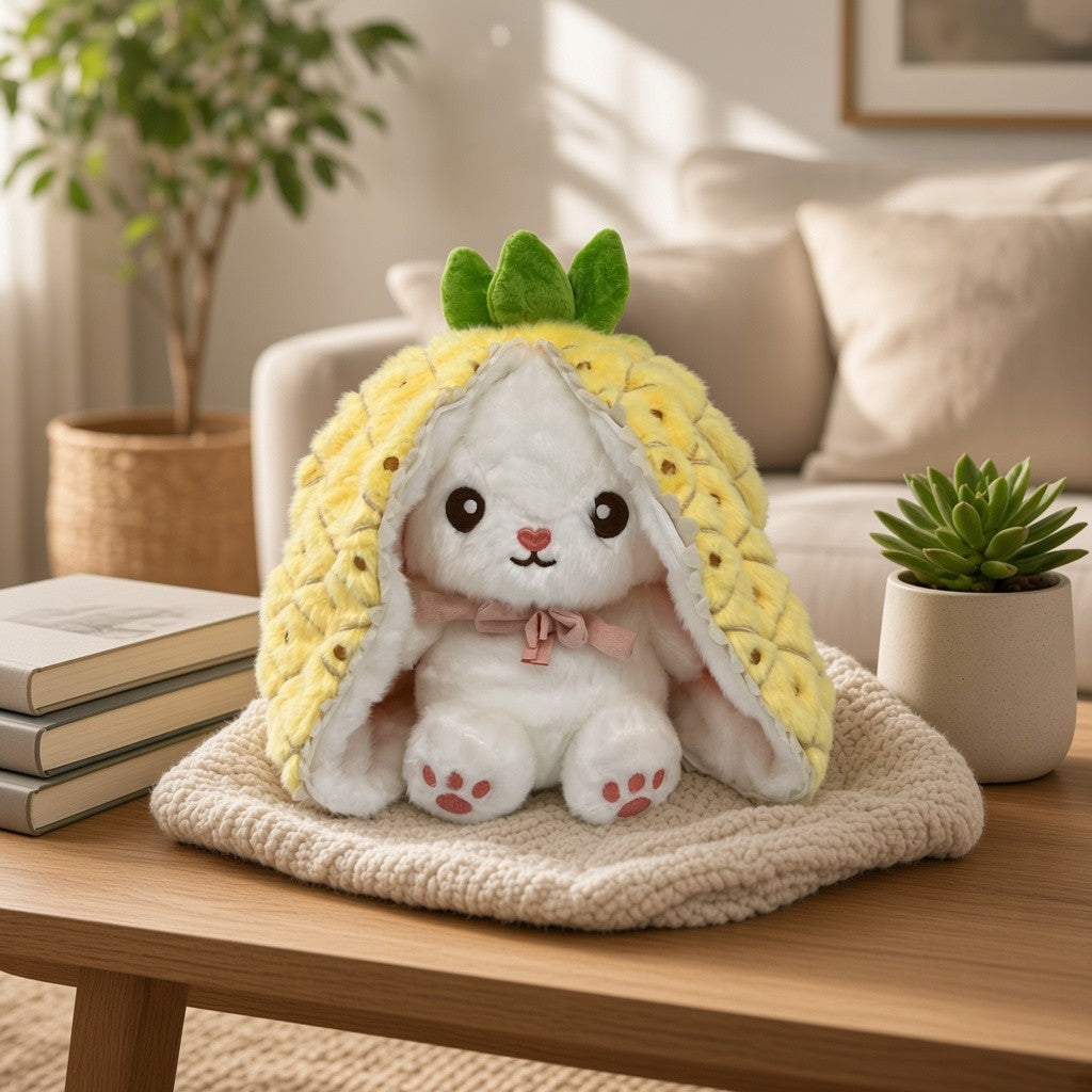 Reversible Strawberry & Carrot Bunny Plush