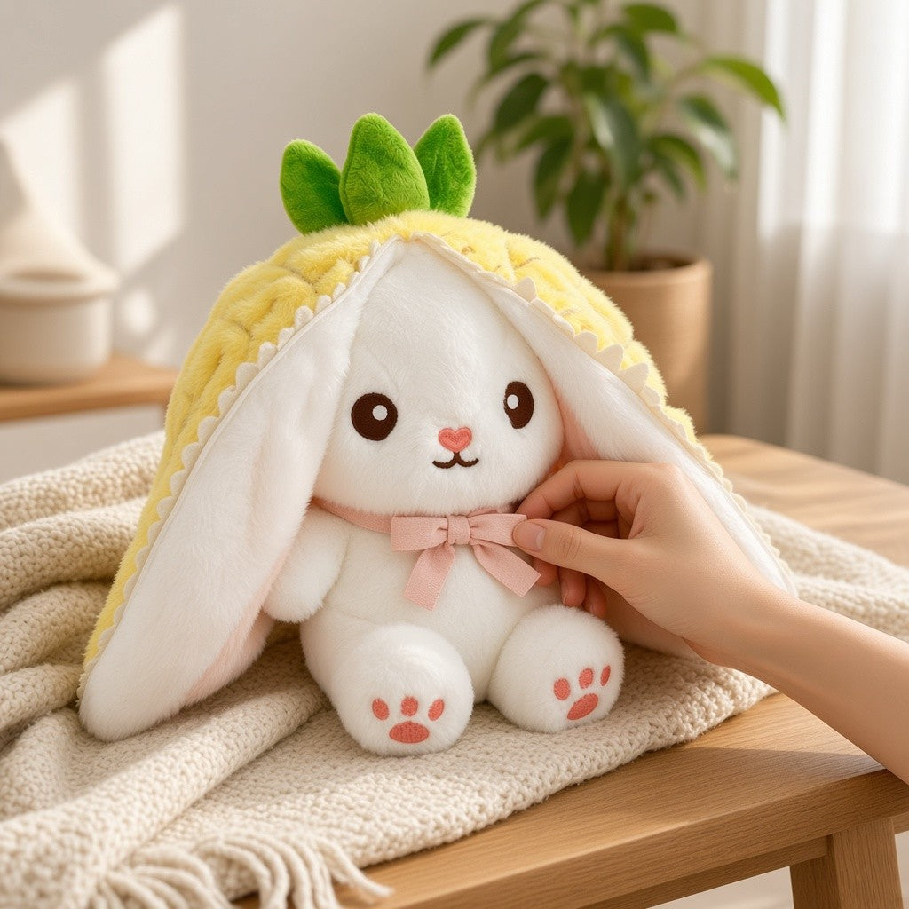 Reversible Strawberry & Carrot Bunny Plush
