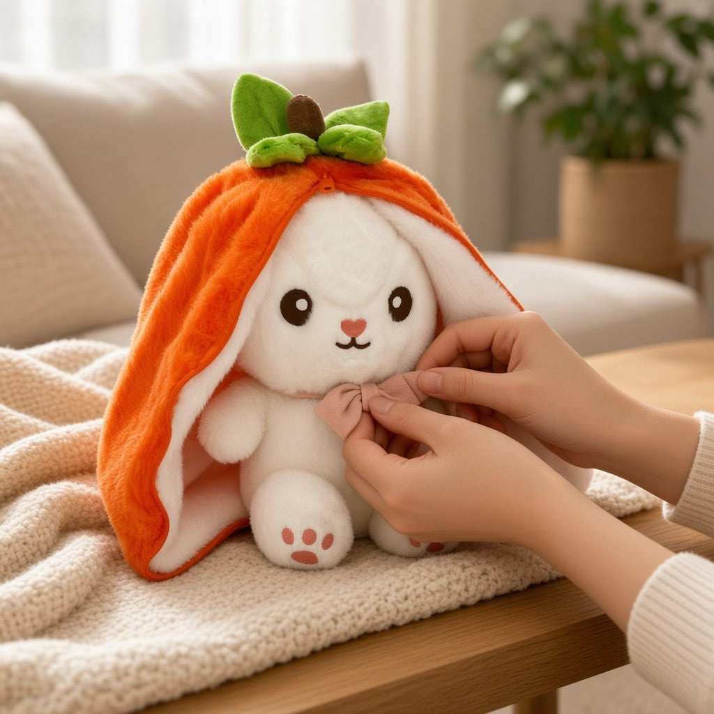 Reversible Strawberry & Carrot Bunny Plush