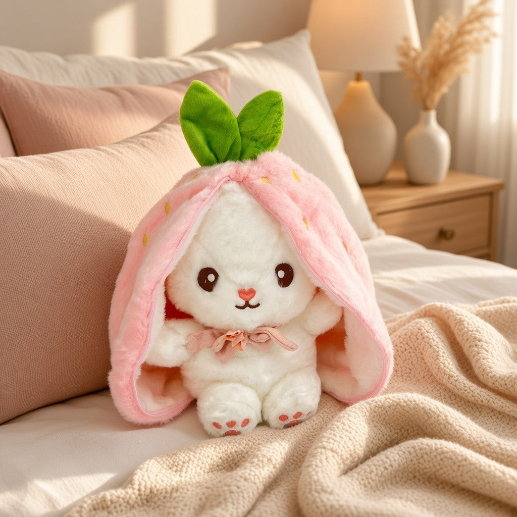 Reversible Strawberry & Carrot Bunny Plush