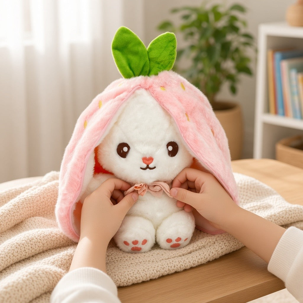 Reversible Strawberry & Carrot Bunny Plush