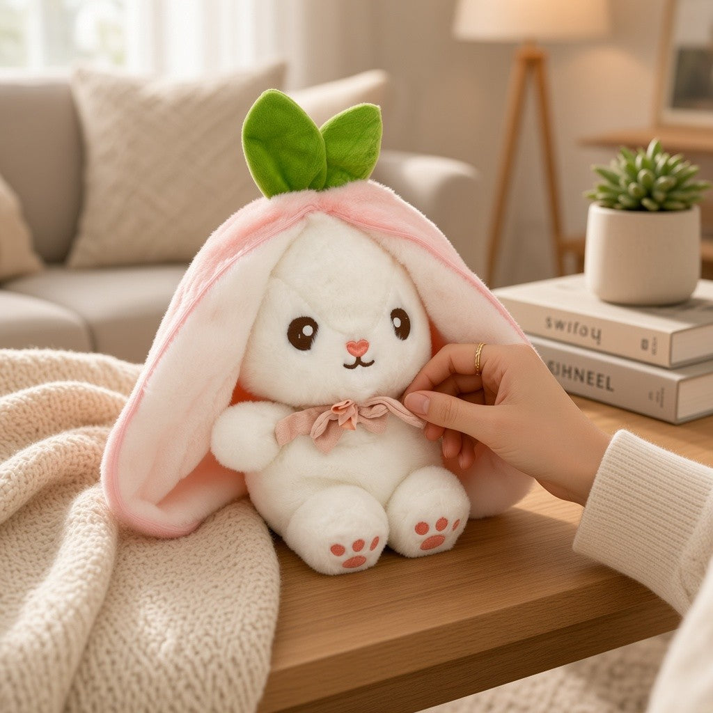 Reversible Strawberry & Carrot Bunny Plush