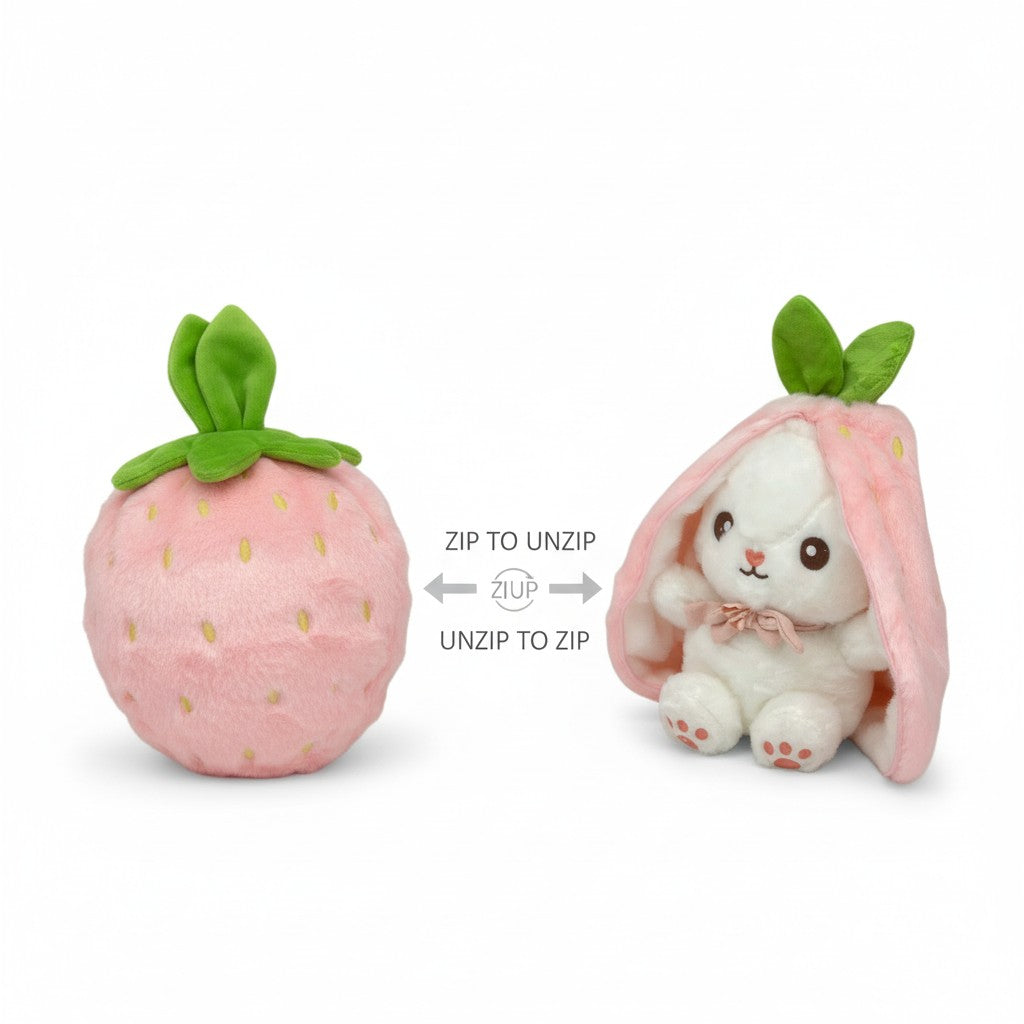 Reversible Strawberry & Carrot Bunny Plush