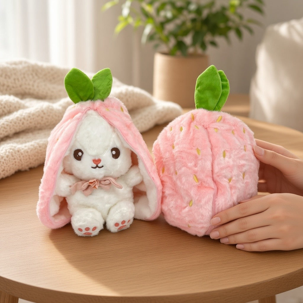 Reversible Strawberry & Carrot Bunny Plush