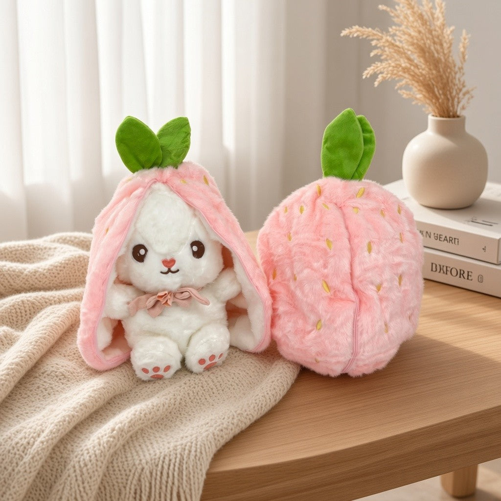 Reversible Strawberry & Carrot Bunny Plush