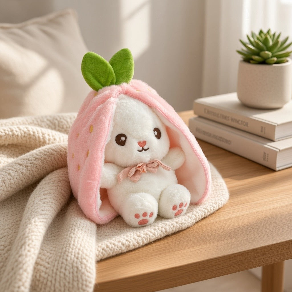 Reversible Strawberry & Carrot Bunny Plush