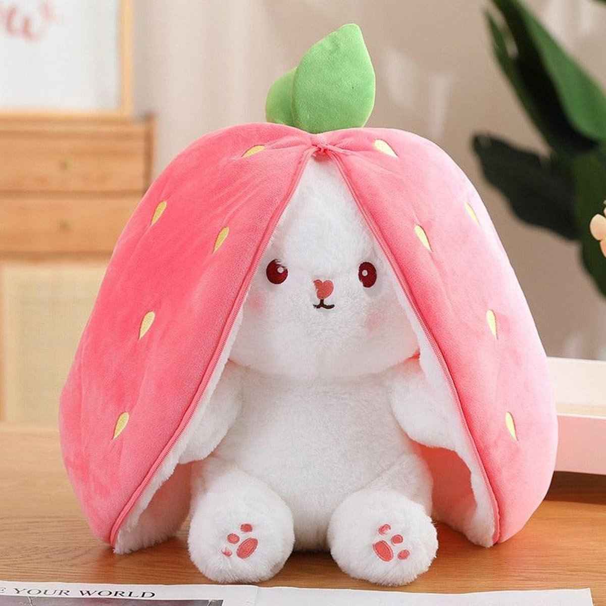 Reversible Strawberry & Carrot Bunny Plush