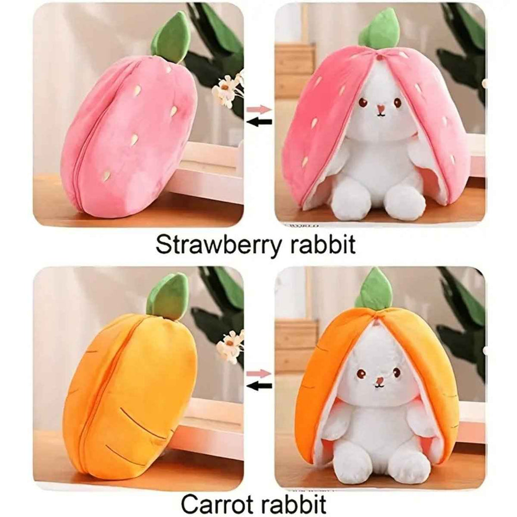 Reversible Strawberry & Carrot Bunny Plush