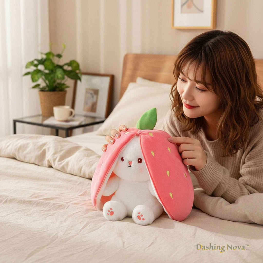 Reversible Strawberry & Carrot Bunny Plush