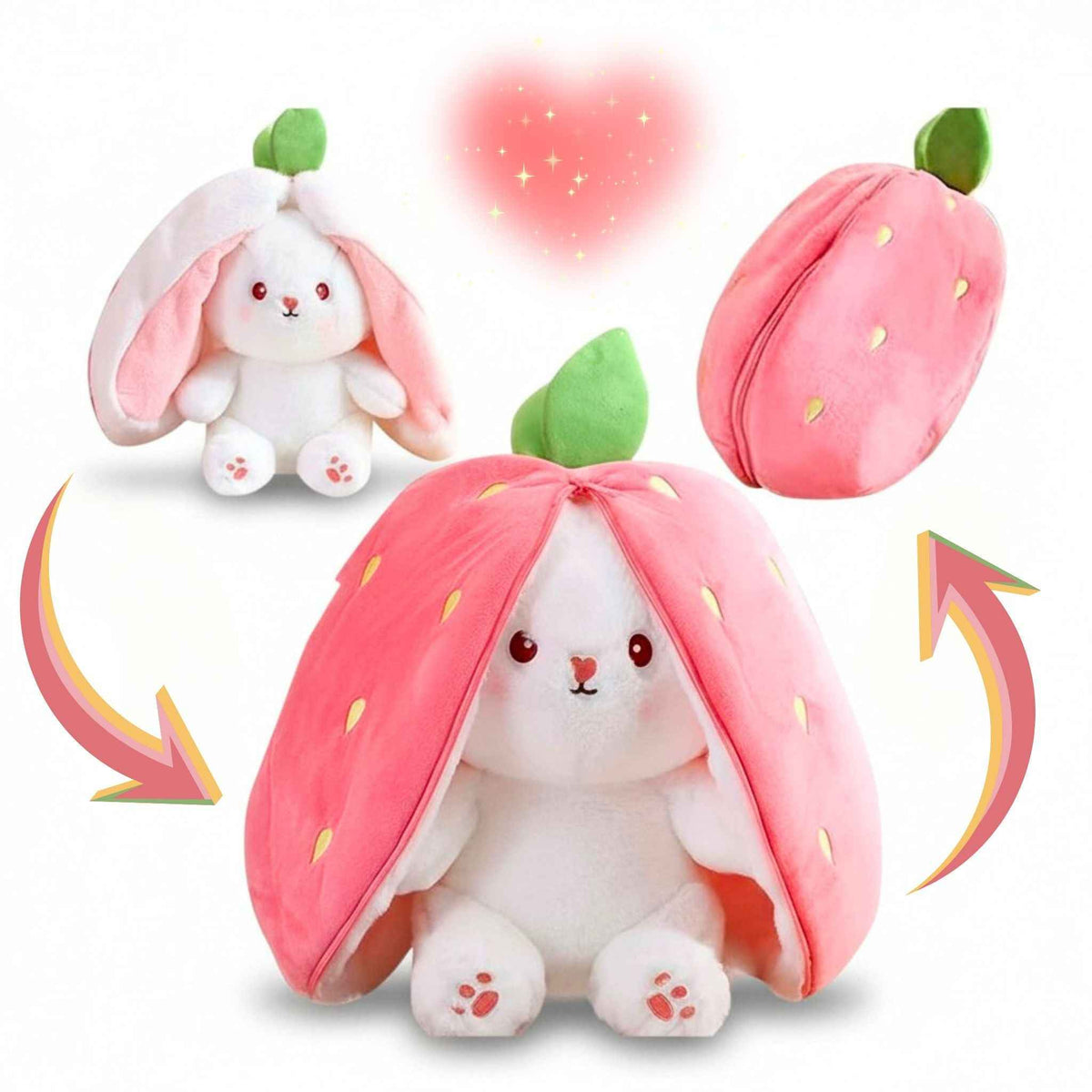 Reversible Strawberry & Carrot Bunny Plush