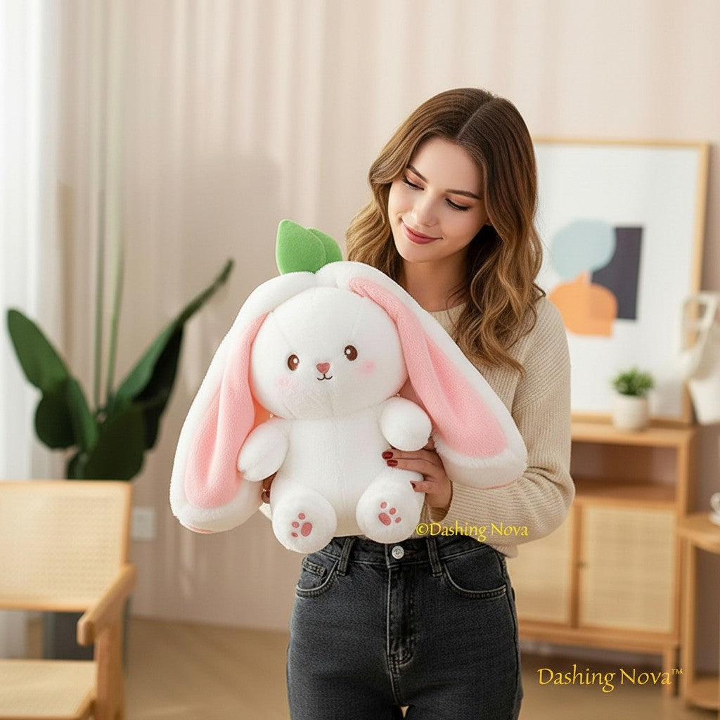 Reversible Strawberry & Carrot Bunny Plush