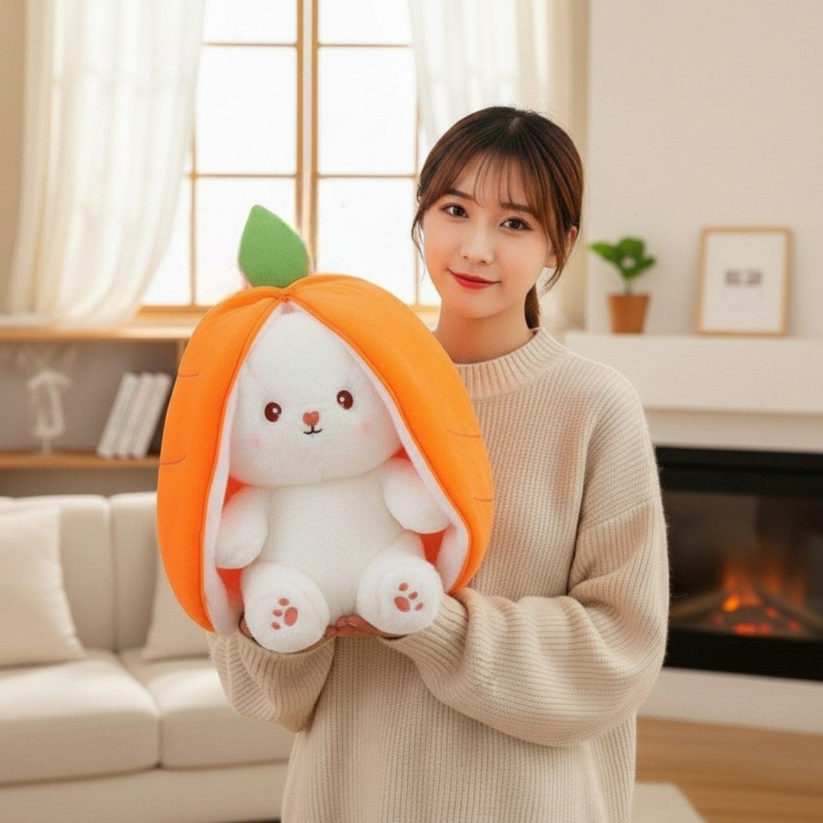 Reversible Strawberry & Carrot Bunny Plush